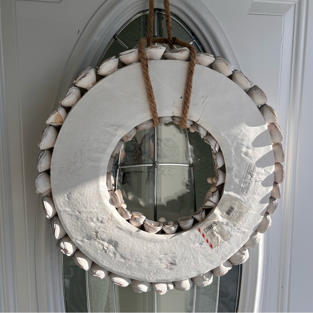 Approximately 16" white wooden Rose Wreath - Picture 2 of 5